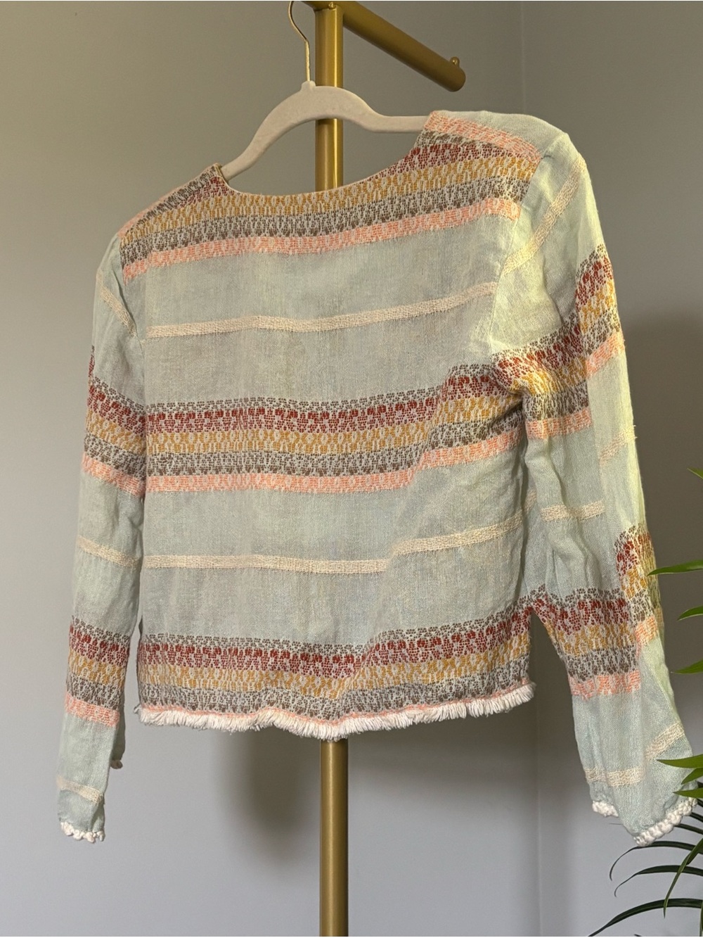 Zara Pastel Striped Button-Front Blouse - Picture 7 of 15